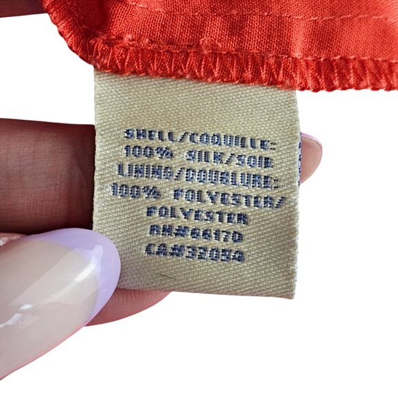 Odille Anthropologie Silk Light Red Ruffle Collared Button Blouse Sz 10 - Picture 8 of 9